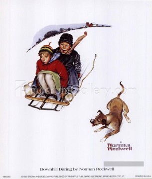 Norman Rockwell Painting - Descenso atrevido Norman Rockwell